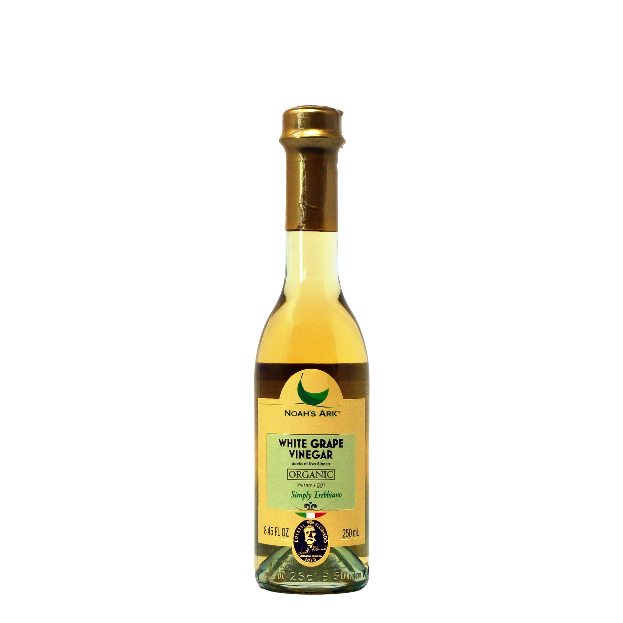 Noah's Ark Organic White Grape Vinegar of Trebbiano Glass Bottle - 250ml/8.45oz