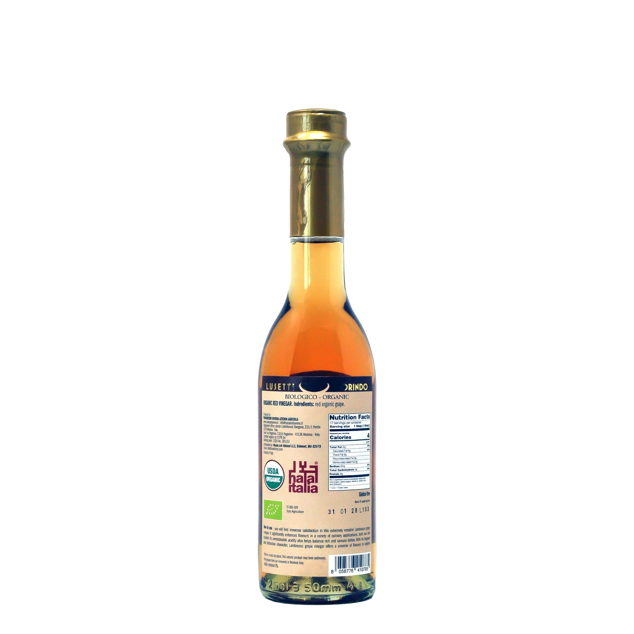 Noah's Ark Organic Red Grape Vinegar of Lambrusco Glass Bottle - 250ml/8.45oz