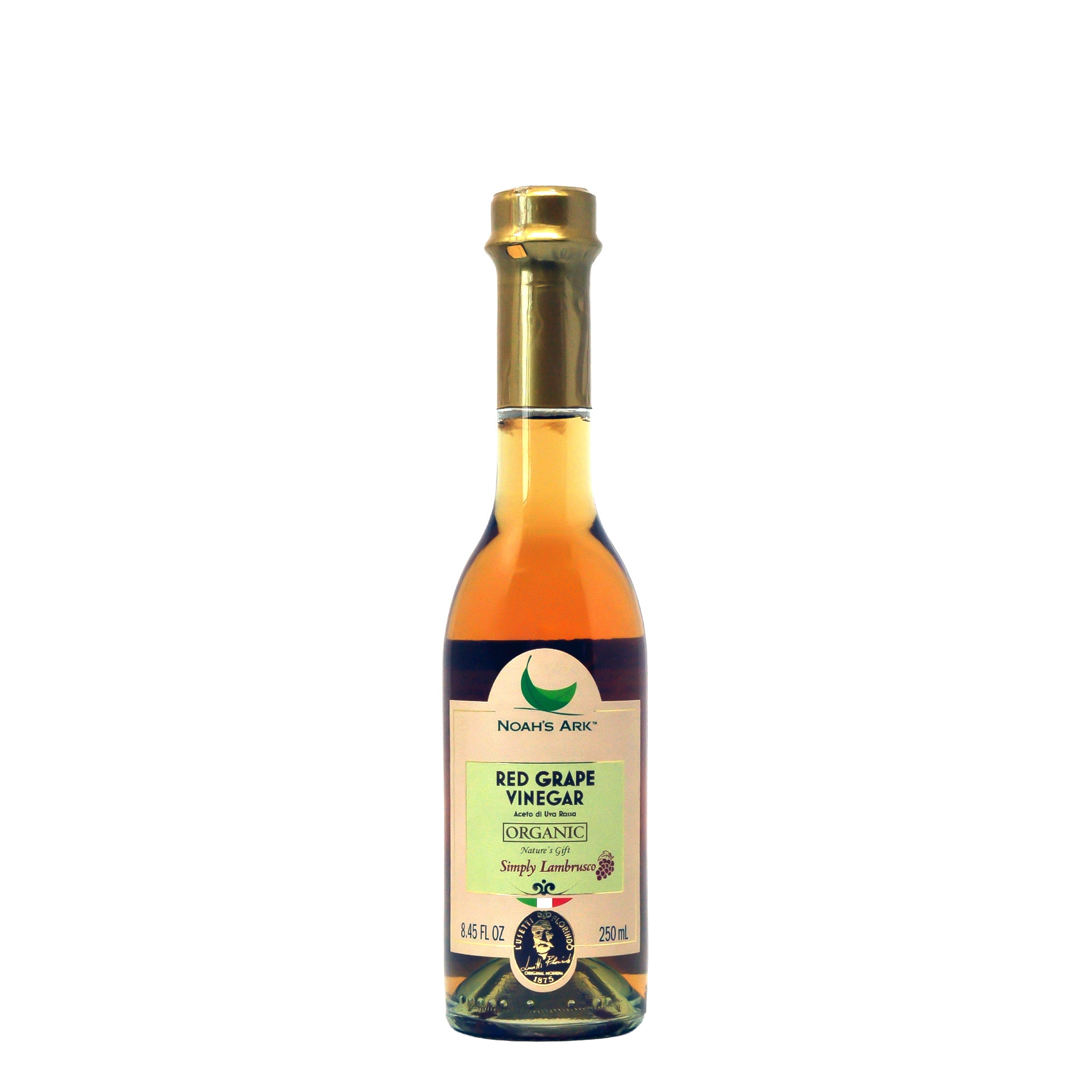 Noah's Ark Organic Red Grape Vinegar of Lambrusco Glass Bottle - 250ml/8.45oz