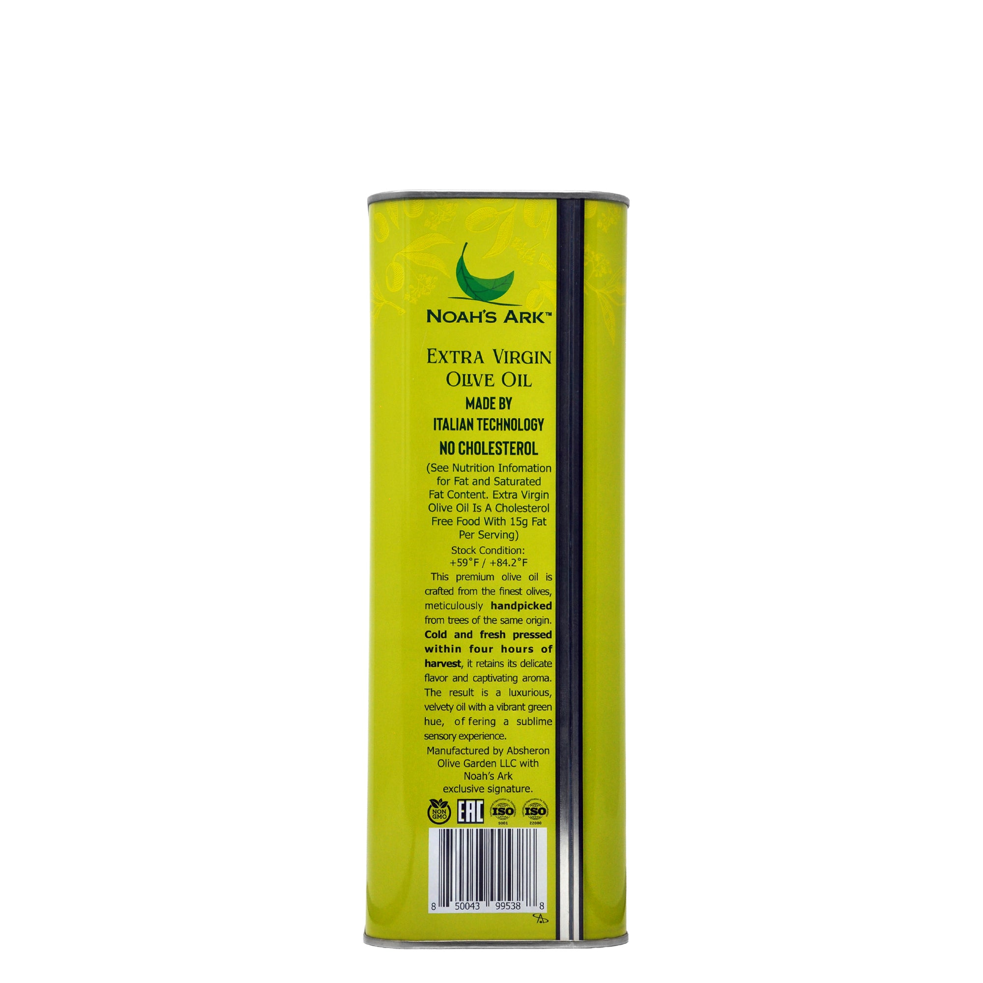 Noah's Ark Cold & Fresh Pressed Extra Virgin Olive Oil - 3L/101oz